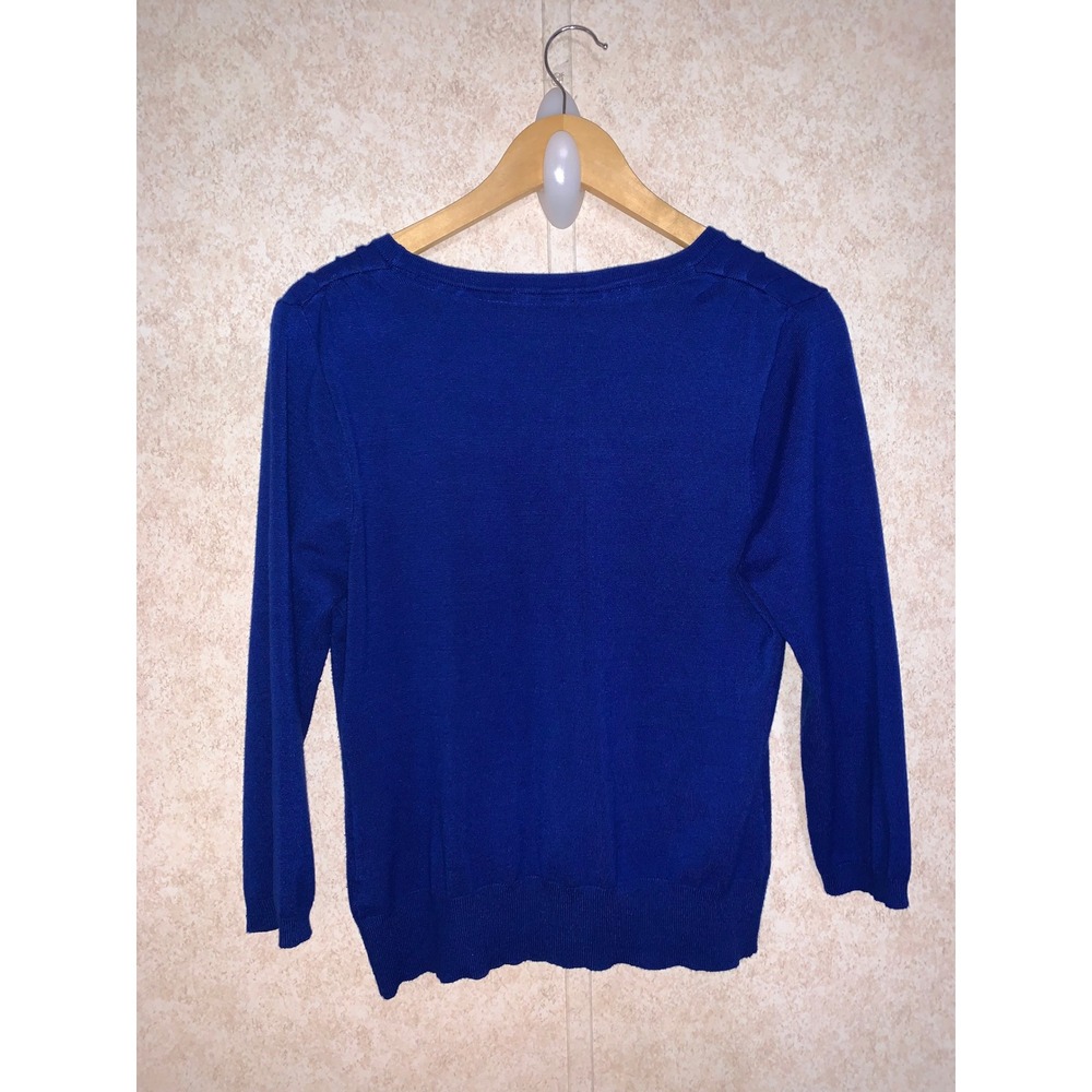 Maurices Womens Royal Blue V-Neck Button Front 3/4 Sleeve Cardigan Sweater Large - Picture 9 of 16